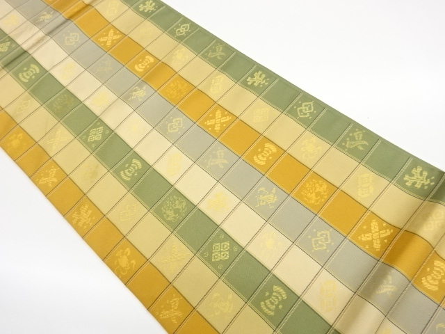 JAPANESE FUKURO OBI / WOVEN GRID